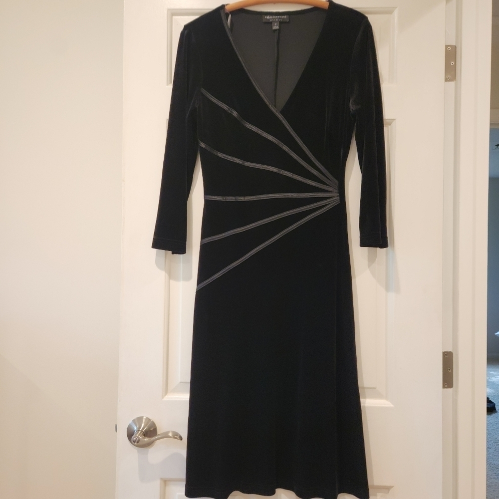 Connected Apparel Velvet Black Dress Women's Size 12
